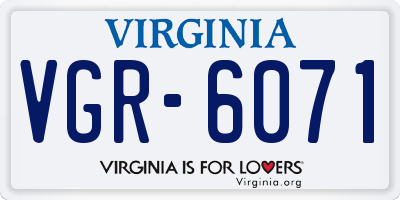 VA license plate VGR6071