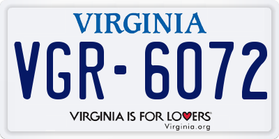 VA license plate VGR6072