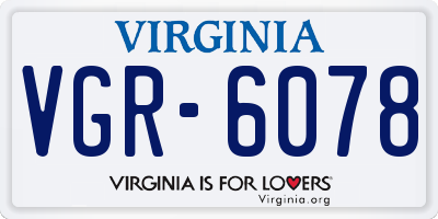 VA license plate VGR6078