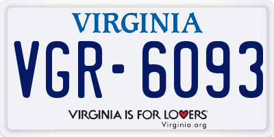 VA license plate VGR6093