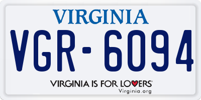 VA license plate VGR6094