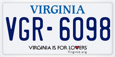 VA license plate VGR6098