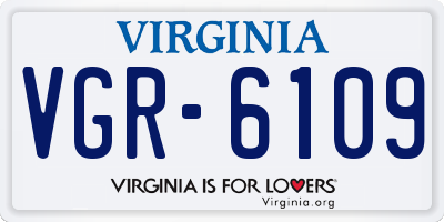 VA license plate VGR6109