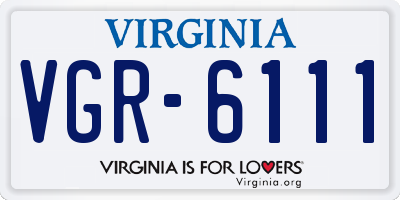 VA license plate VGR6111