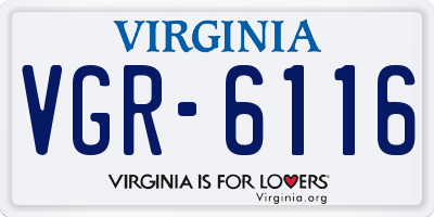VA license plate VGR6116