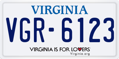 VA license plate VGR6123