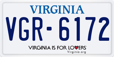 VA license plate VGR6172