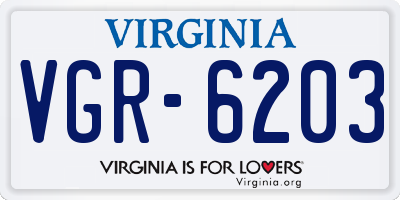 VA license plate VGR6203