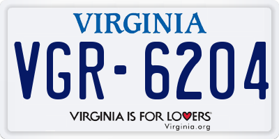 VA license plate VGR6204