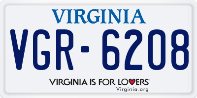 VA license plate VGR6208