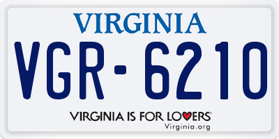 VA license plate VGR6210