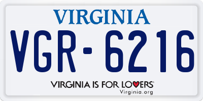 VA license plate VGR6216