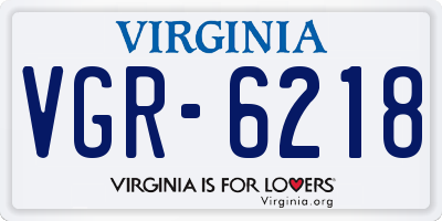 VA license plate VGR6218