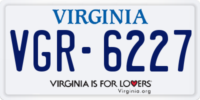 VA license plate VGR6227