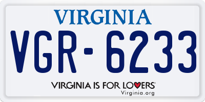 VA license plate VGR6233
