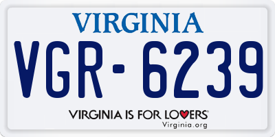 VA license plate VGR6239