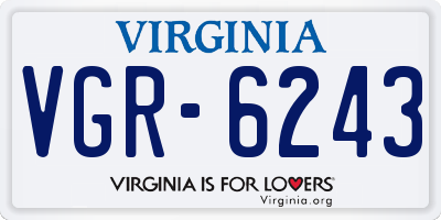 VA license plate VGR6243