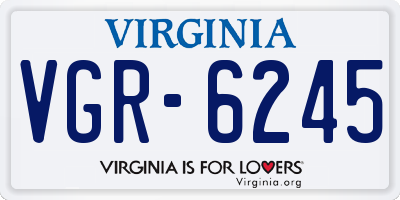 VA license plate VGR6245