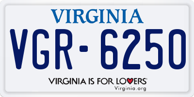 VA license plate VGR6250