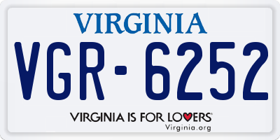 VA license plate VGR6252