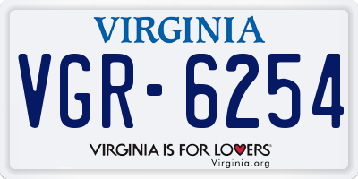 VA license plate VGR6254