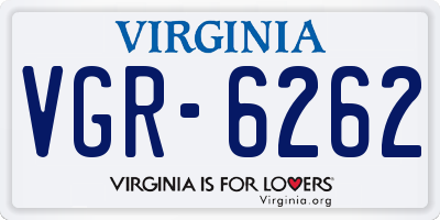 VA license plate VGR6262