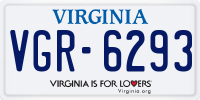 VA license plate VGR6293