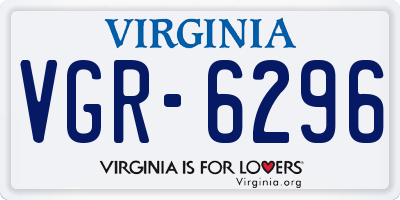 VA license plate VGR6296