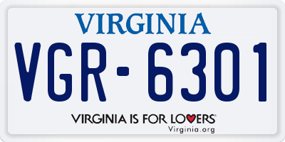 VA license plate VGR6301