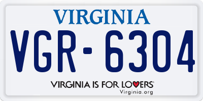 VA license plate VGR6304