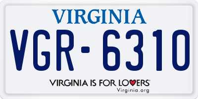 VA license plate VGR6310