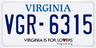 VA license plate VGR6315