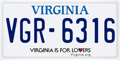 VA license plate VGR6316