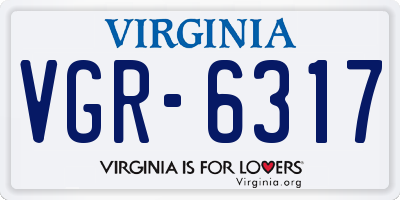 VA license plate VGR6317