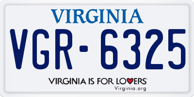 VA license plate VGR6325
