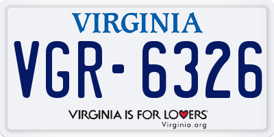 VA license plate VGR6326