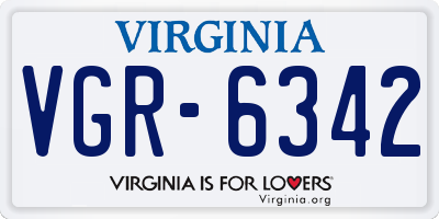 VA license plate VGR6342
