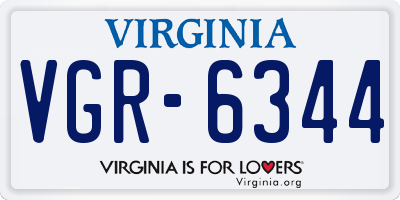 VA license plate VGR6344