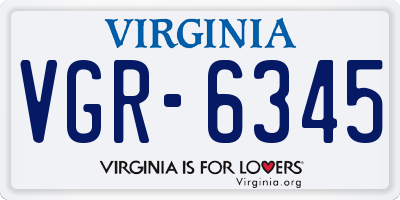 VA license plate VGR6345