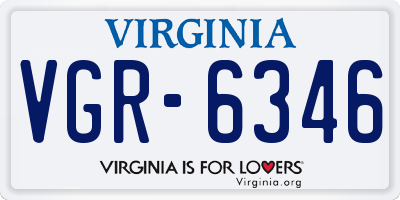VA license plate VGR6346