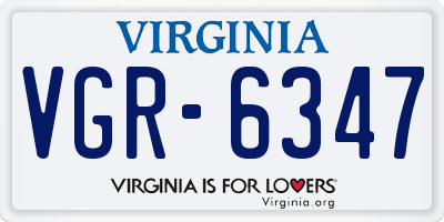 VA license plate VGR6347