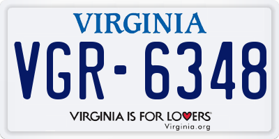 VA license plate VGR6348