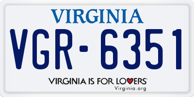 VA license plate VGR6351