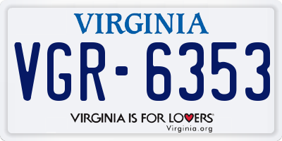 VA license plate VGR6353