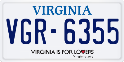 VA license plate VGR6355