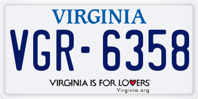 VA license plate VGR6358