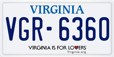 VA license plate VGR6360