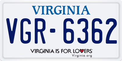 VA license plate VGR6362