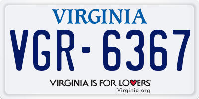 VA license plate VGR6367