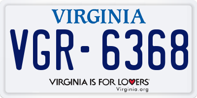 VA license plate VGR6368